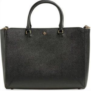 Tory Burch Black Saffiano Leather Briefcase Work Tote Handbag  Purse